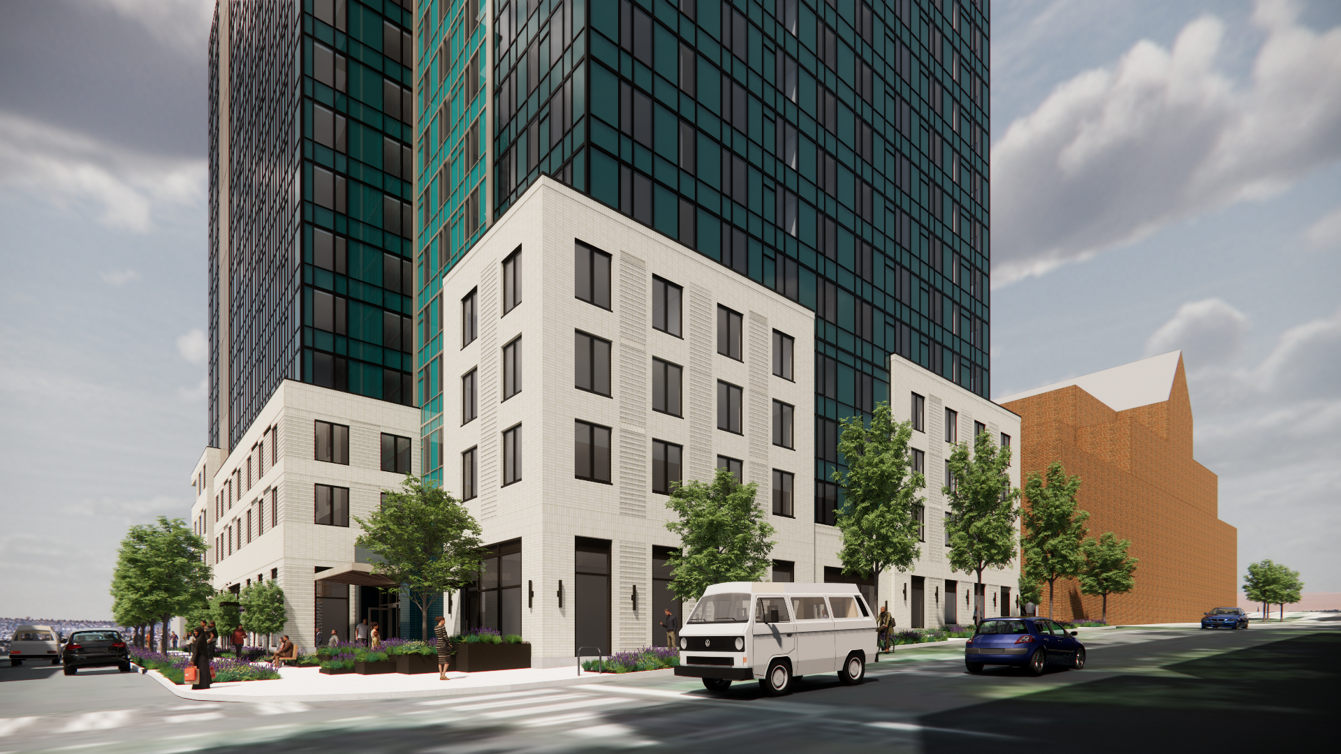 rendering of multi-story apartment building
